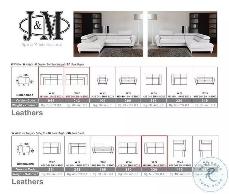 Sparta White Italian Leather RAF Sectional