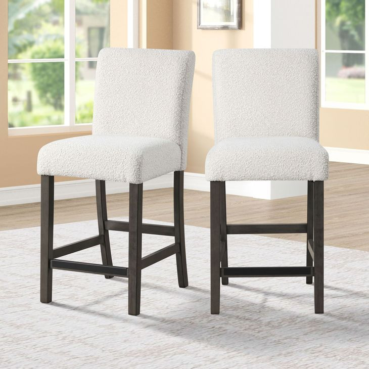 High Line White Upholstered Counter Height Chair Set of 2