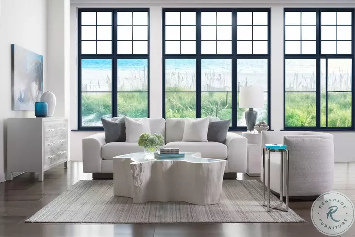 Signature Designs Dry Gesso White Asymmetrical Capitola Cocktail Table