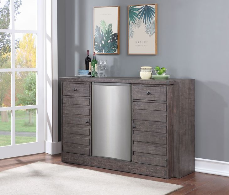 Spring Haven Gray and Brown 5 Shelves Back Bar and Hutch