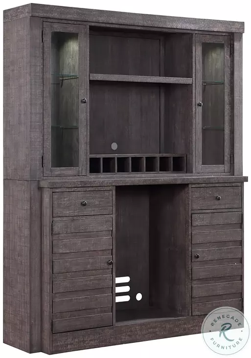 Spring Haven Distressed Dark Gray Bar With Hutch