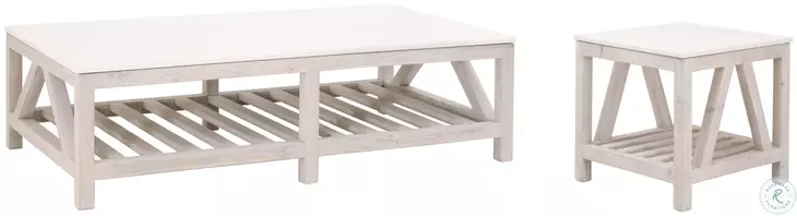 Spruce White Wash Pine And Quartz Occasional Table Set