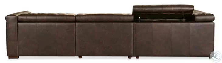 Sorelline Deux West Saddlewood Leather 5 Piece Modular Sectional with 4 Power Recliner