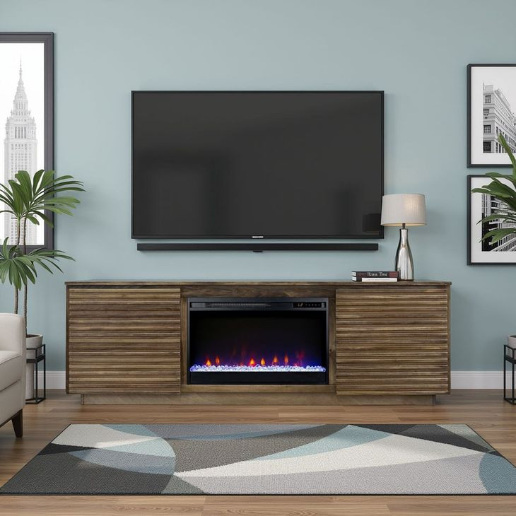 Stardust Bourbon 73" TV Stand with Fireplace