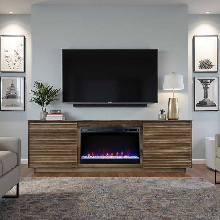 Stardust Bourbon 73" TV Stand with Fireplace