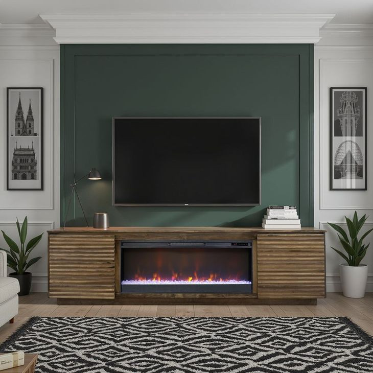 Stardust Bourbon 89" TV Stand with Fireplace