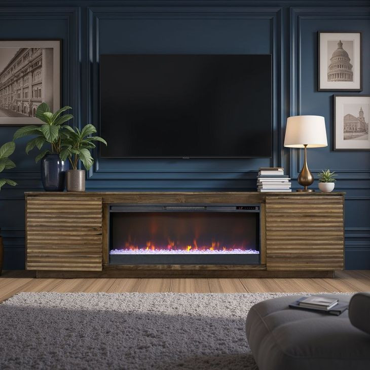 Stardust Bourbon 89" TV Stand with Fireplace