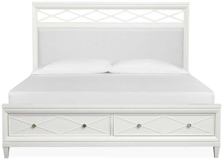 Springhouse Whisper White and Gray Upholstered Storage Panel Bedroom Set