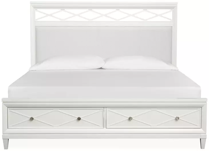 Springhouse Whisper White and Gray King Upholstered Storage Panel Bed