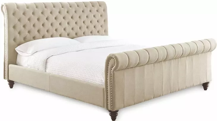 Swanson Sand Upholstered Queen Sleigh Bed