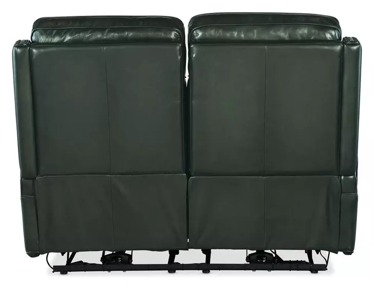 Hamilton Green Leather 56" Power Reclining Loveseat with Power Headrest