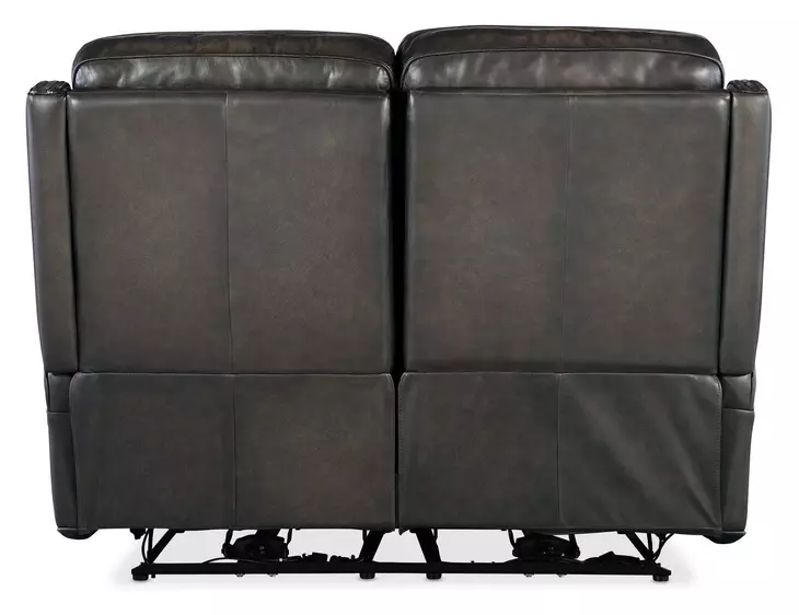 Hamilton Grey Leather 56" Power Reclining Loveseat with Power Headrest