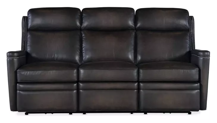 Hamilton Grey Leather 79" Power Reclining Sofa with Power Headrest