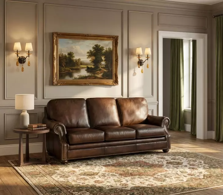 Montgomery Rich Brown Sedona Chateau Leather 83" Sofa