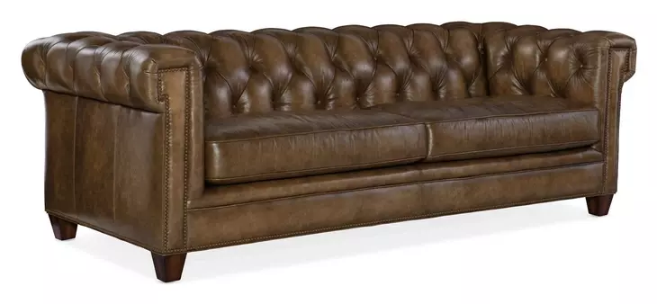 Chester Tianran Nature Leather Tufted Stationary 95" Sofa