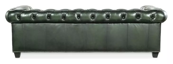 Beaufort Black Tufted Leather 96" Sofa