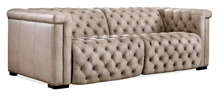 Savion Grandier Giovanni Taupe Leather 2 Piece 89" Power Reclining Sofa With Power Headrest