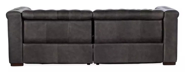 Savion Grandier Bellagio Gravel Leather 89" Power Reclining Loveseat With Power Headrest