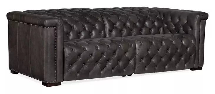 Savion Grandier Bellagio Gravel Leather 89" Power Reclining Loveseat With Power Headrest