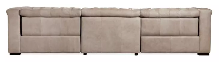 Savion Grandier Giovanni Taupe Leather 124" Power Reclining Sofa With Power Headrest