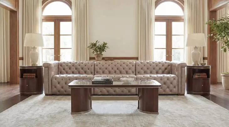 Savion Grandier Giovanni Taupe Leather 124" Power Reclining Sofa With Power Headrest