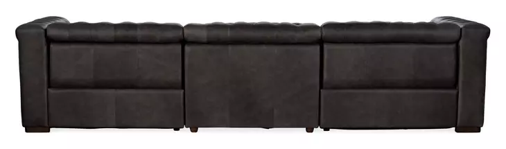 Savion Grandier Bellagio Gravel Leather 124" Power Reclining Sofa With Power Headrest