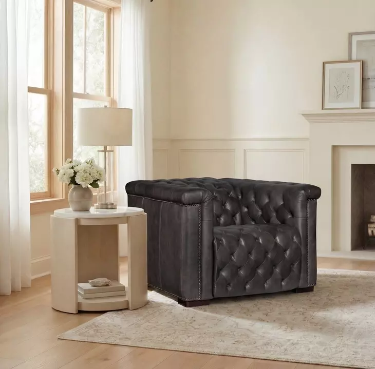 Savion Bellagio Gravel Leather Power Recliner