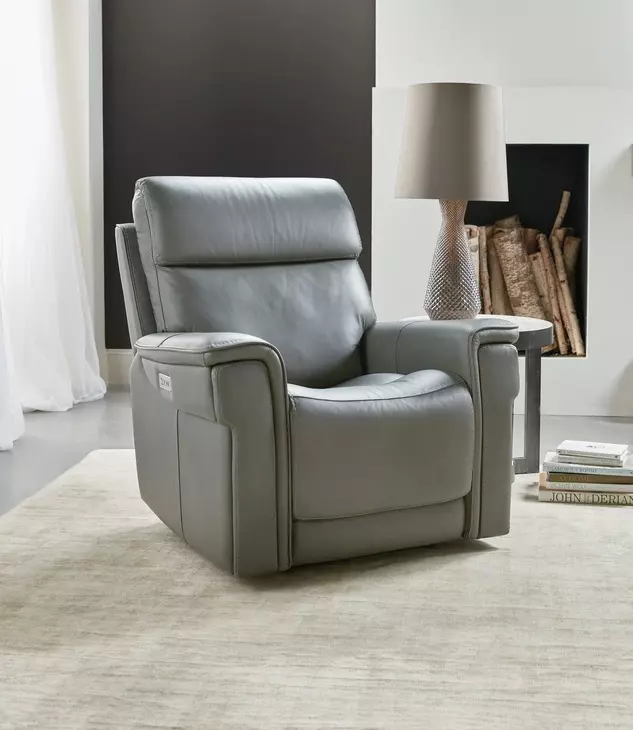 Celeste Sahara Dorian Gray Leather Zero Gravity Power Recliner With Power Headrest