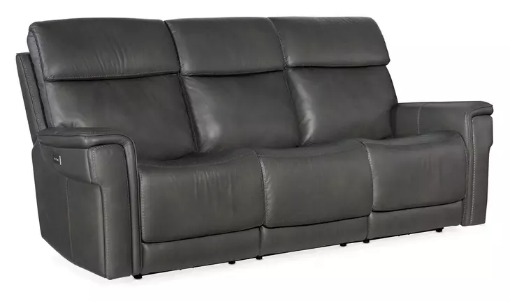 Celeste Sahara Dorian Gray Leather Zero Gravity 90" Power Reclining Sofa With Power Headrest