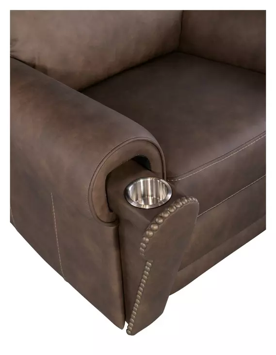 Duncan Dark Brown Leather Power Recliner with Power Headrest And Lumbar