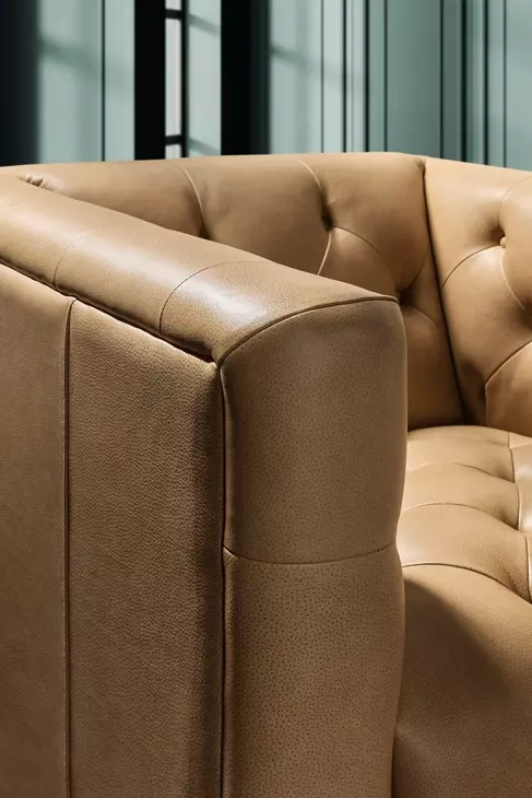 Nicolla Texas Stone Leather Stationary Chair
