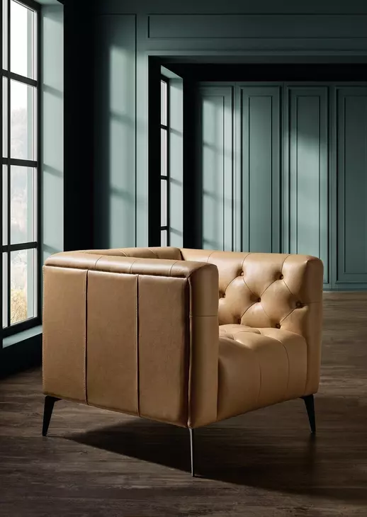 Nicolla Texas Stone Leather Stationary Chair
