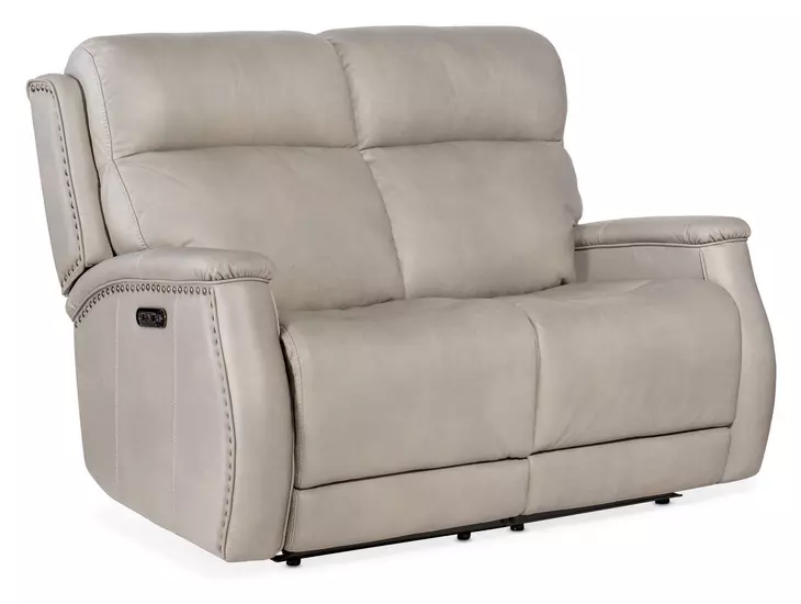 Selene Sahara Ash Leather Zero Gravity Power Reclining 56" Loveseat With Power Headrest