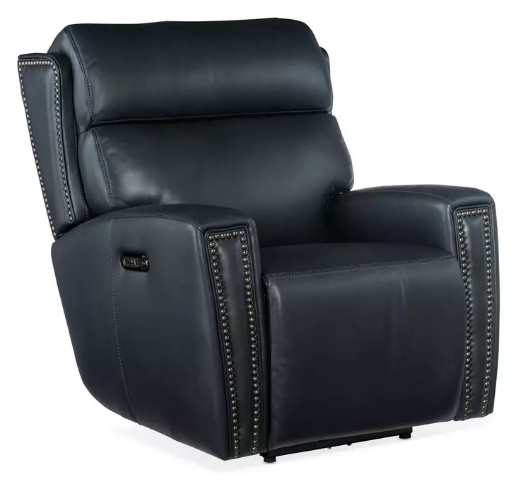 Elspeth Salvo Denim Leather Zero Gravity Power Recliner With Power Headrest
