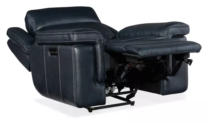 Arthur Cosmos Cobalt Leather Lay Flat Power Reclining Living Room Set With Power Headrest And Lumbar