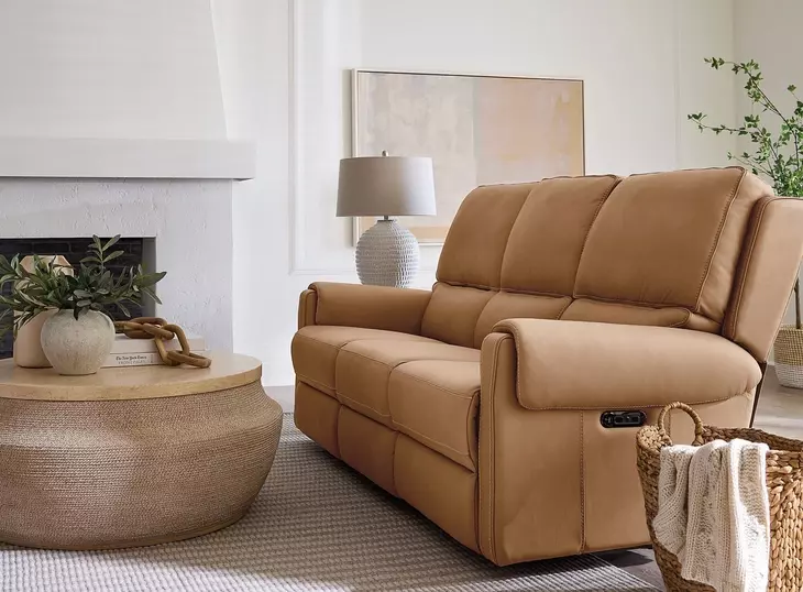 Somers Light Brown 79" Power Reclining Sofa with Power Headrest
