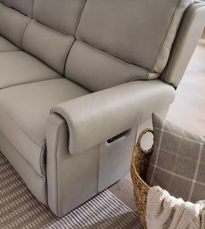 Somers Dark Taupe 79" Power Reclining Sofa with Power Headrest