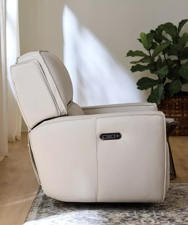 Miles Gray Leather Zero Gravity Power Recliner With Power Headrest