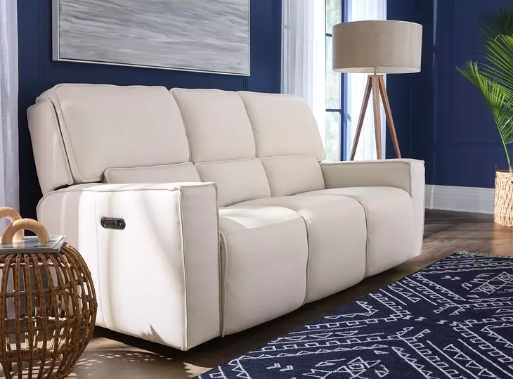 Miles Gray Leather Zero Gravity 84" Power Reclining Sofa With Power Headrest