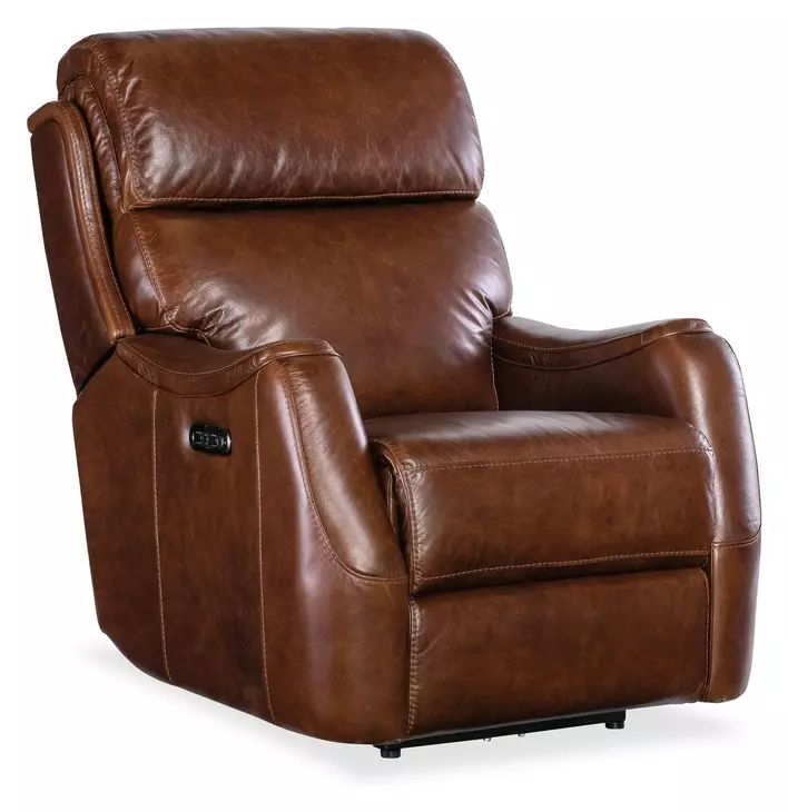 Harlan Brown Leather Zero Gravity Power Recliner With Power Headrest