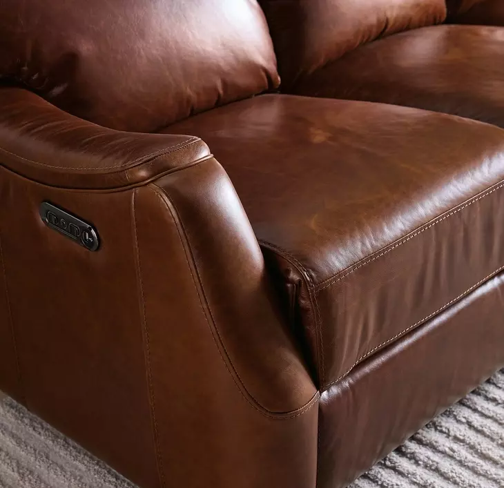 Harlan Brown Leather Zero Gravity 77" Power Reclining Sofa With Power Headrest