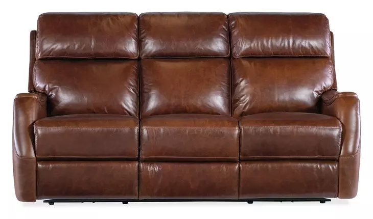 Harlan Brown Leather Zero Gravity 77" Power Reclining Sofa With Power Headrest