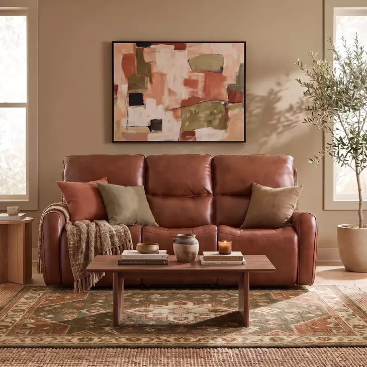 Crosby Brown Leather Zero Gravity 81" Power Reclining Sofa with Power Headrest And Lumbar