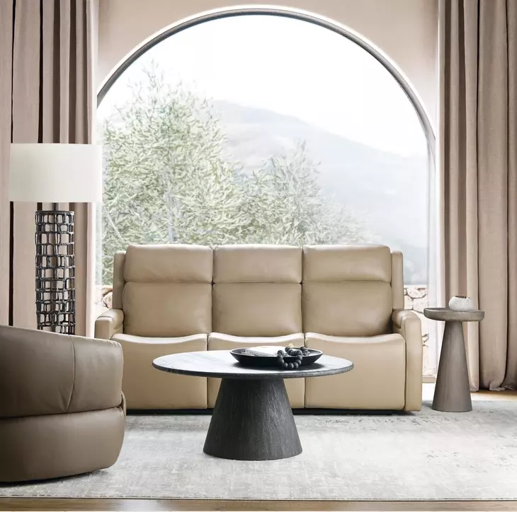 Nelson Salvo Beige Leather Zero Gravity 79" Power Sofa with Power Headrests And Lumbar