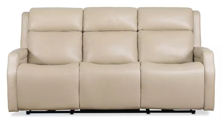 Nelson Salvo Beige Leather Zero Gravity 79" Power Sofa with Power Headrests And Lumbar