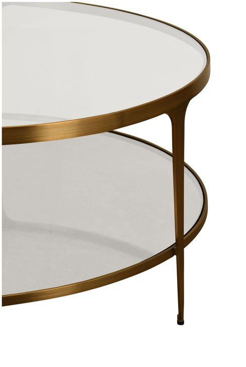 Stacey Antique Brass Round Glass Top Coffee Table