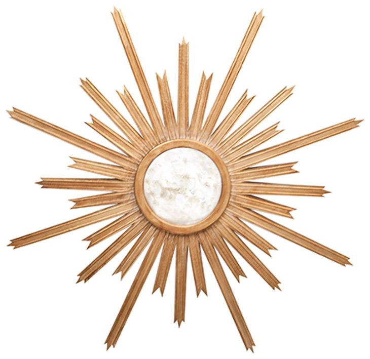 Starlata Gold Leaf Sunburst Round Wall Mirror