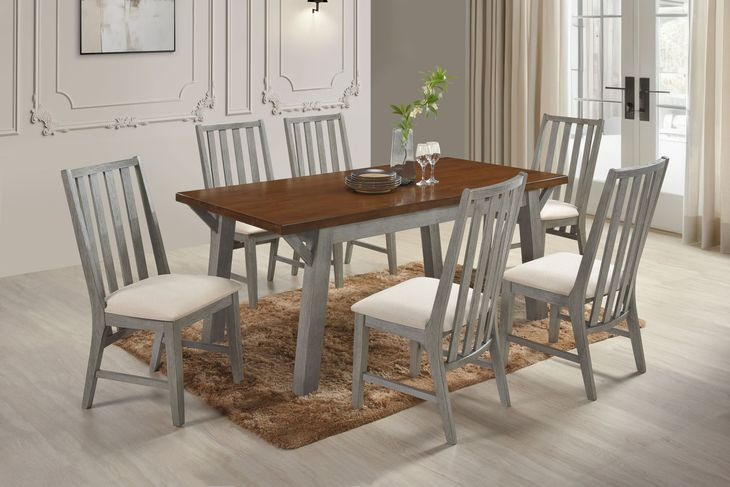 Staton Walnut and Gray 71" Rectangular Leg Dining Table