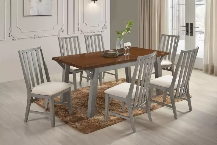 Staton Walnut and Gray 71" Rectangular Leg Dining Table