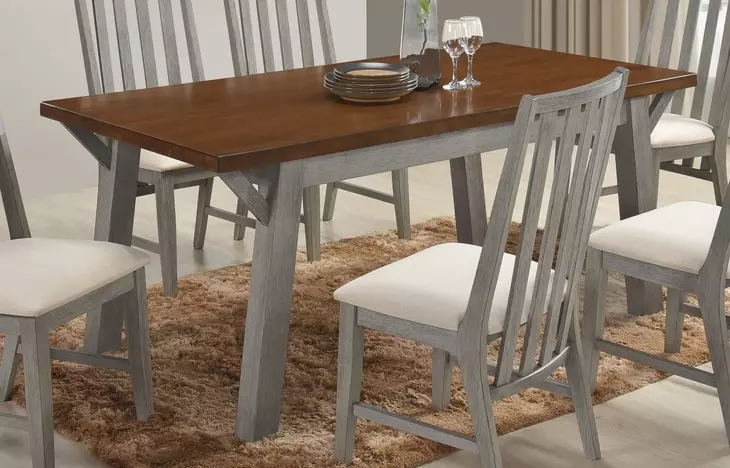Staton Walnut and Gray 71" Rectangular Leg Dining Table